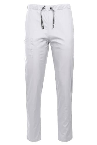 DINOZAVR Tony Schlupfhose Damen Und Herren - Unisex Medizinische Berufsbekleidung Mit Elasthan, Stretch, Zwei Italienische Taschen, Rechte Oberschenkeltasche, Gesäßtasche Mit Patte Weiß XL von DINOZAVR