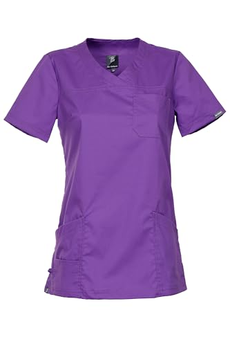 DINOZAVR Victoria Kasacks Damen Pflege Kurzarm Tunika Mit V-Ausschnitt Seitenschlitzen - Kasack Damen Stretchmaterial Mit Elasthan - Kasaks Altenpflege Mit Taschen Violett XL von DINOZAVR