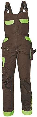 DINOZAVR Yowie Damen Latzhose - Stretch Multi Taschen Moderne Arbeitshose - Braun/Grün 44 von DINOZAVR