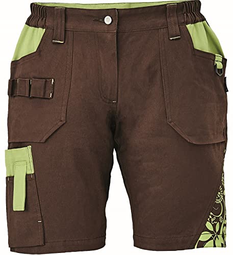 DINOZAVR Yowie Damen Shorts/Kurze Arbeitshosen für den Sommer - Strapazierfähige - Stretch Multi Taschen Moderne Kurze Outdoorhose Braun/Grün 34 von DINOZAVR