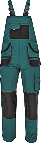 Hans Latzhose - Herren Baumwolle Slim Fit Arbeits-Latzhose - Grün EU58 von DINOZAVR