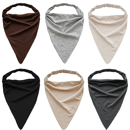 DINPREY Langes Haar Schal Stirnband für Frauen Große Bandana Stirnbänder für Frauen Chiffon Kopf Kopftuch Boho Schal Bandanas mit Haar, Schwarz, Grau, Khaki, Beige, Braun, tiefes Grau, Large von DINPREY