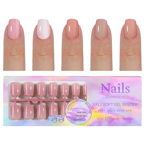 1 Box Kurze Künstliche Nägel Mit Französischer Spitze Vollständige Abdeckung Zum Aufkleben Auf Die Nägel Nude Zum Aufdrücken Der Nägel Für Frauen Und Mädchen von DINSOAVR