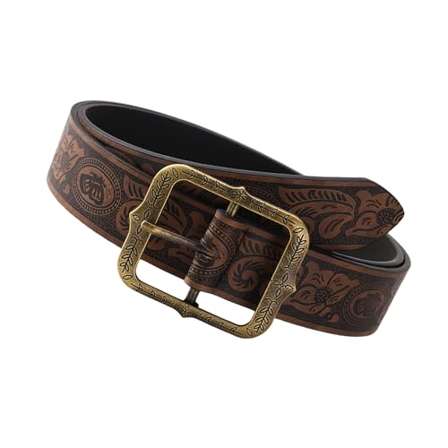 DINSOAVR Gürtel, langlebig, bequemer Gürtel, Persönlichkeitsstil, brauner Leder-Taillengürtel für jeden Look von DINSOAVR
