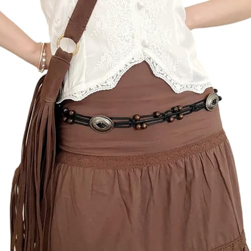 DINSOAVR Handgefertigter gewebter Taillengürtel für Damen, Damenkleid, Taillengürtel mit westlichen Perlen, modisches weibliches Taillenseil DINSOAVR Handgefertigter gewebter Taillengürtel für Damen, Damenkleid, Taillengürtel mit westlichen Perlen, modisches weibliches Taillenseil von DINSOAVR