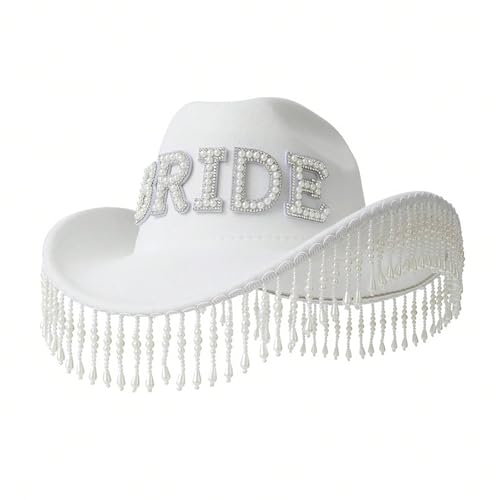 DINSOAVR Hut, Westernhut, Cosplay-Hut, Rollkrempe, Fransen, Perlenhut, Junggesellinnenabschied, Kopfbedeckung, Party-Zubehör DINSOAVR Hut, Westernhut, Cosplay-Hut, Rollkrempe, Fransen, Perlenhut, Junggesellinnenabschied, Kopfbedeckung, Party-Zubehör von DINSOAVR