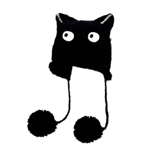 DINSOAVR Hut, beliebter Totenkopf-Hut mit Katzenohren, Strickpullover, für kaltes Wetter, dick, warm, winddicht, krempellos, für den täglichen Gebrauch von DINSOAVR