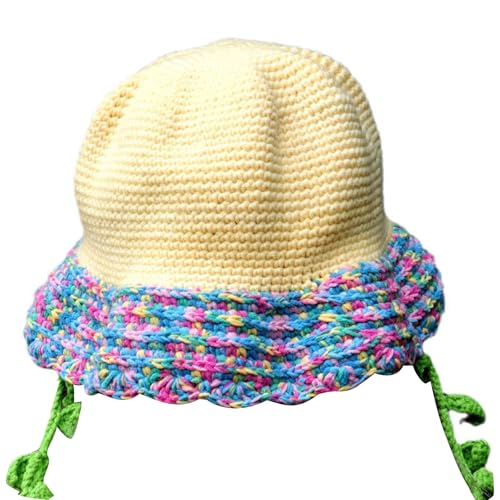 DINSOAVR Hut, handgehäkelter Fischerhut für Damen, Patchwork, Strandhut, Mädchen, eleganter Fischerhut, Fotografie, Reisen, Schlapphut von DINSOAVR