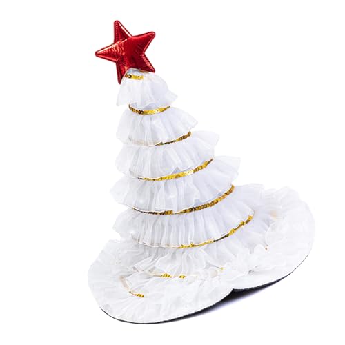 DINSOAVR Hut, kreative Weihnachtsbaum-Form, Kopfbedeckung mit glitzernden Lametta und Stern, verziert für erwachsene Männer und Frauen von DINSOAVR