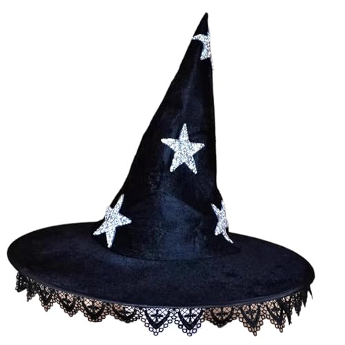 DINSOAVR Hut, moderner Halloween-Hexenhut mit Sternmuster, für Damen, Halloween, Party, Festival, Karneval, Party, Cosplay DINSOAVR Hut, moderner Halloween-Hexenhut mit Sternmuster, für Damen, Halloween, Party, Festival, Karneval, Party, Cosplay von DINSOAVR