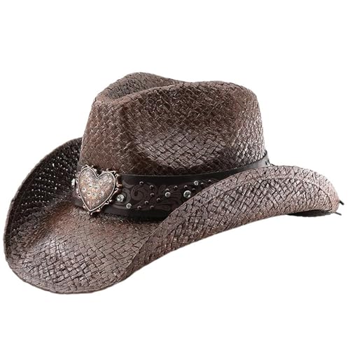 DINSOAVR Hut, verstellbarer Outdoor-Hut mit formbaren Krempen, nationaler Stil, Hut mit Strasssteinen für Damen und Herren von DINSOAVR