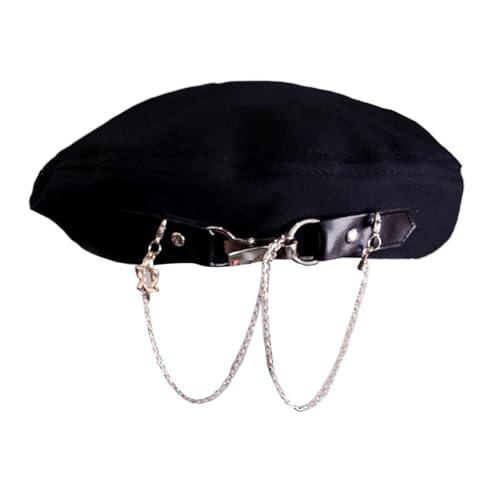 DINSOAVR Hut Unisex Baskenmütze, britischer eleganter Malerhut mit Kette, Opa-Hut, Cabbie-Hut für Outdoor, Spaziergang, Club, Cabbie Hut DINSOAVR Hut Unisex Baskenmütze, britischer eleganter Malerhut mit Kette, Opa-Hut, Cabbie-Hut für Outdoor, Spaziergang, Club, Cabbie Hut von DINSOAVR