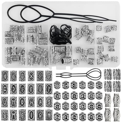 DINSOAVR Kopfschmuck, 66 Stück, modische Ornamente, Unisex-Legierung, Ringe, schmutzige Zöpfe, Perlen, Schmuck, Styling-Zubehör für Cosplay und den täglichen Gebrauch von DINSOAVR