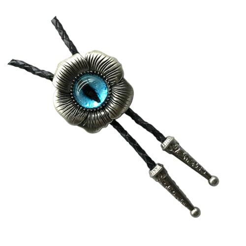 DINSOAVR Krawatten, falsche Halsbänder, Vintage-Bolotie-Krawatte, handgefertigt, Blume, böser Augapfel-Schmuck-Anhänger, Kunstleder-Seil, Western-Halskette von DINSOAVR
