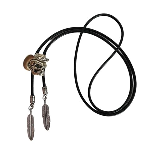 DINSOAVR Krawatten, falsche Halsbänder, antike Krawatten für Damen und Herren, Metall-Totenkopf-Krawatte, Western-Halskette, Krawatte, Musik, Konzert, Rodeos von DINSOAVR