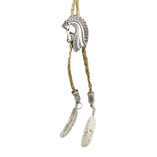 DINSOAVR Krawatten, falsche Halsbänder, elegante Krawatte mit Pferdekopf-Anhänger, Pferdekopf-Krawatte, Western-Halskette, Western-Kostüm von DINSOAVR