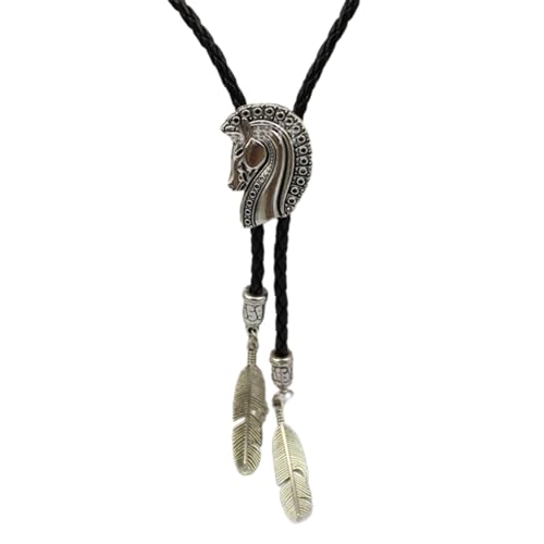 DINSOAVR Krawatten, falsche Halsbänder, elegante Krawatte mit Pferdekopf-Anhänger, Pferdekopf-Krawatte, Western-Halskette, Western-Kostüm von DINSOAVR