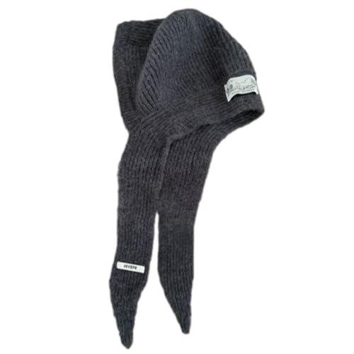 DINSOAVR Mütze, Schnürschal, modisch, gestrickt, für Teenager, Mädchen, Kopfbedeckung, warmer Hoodie mit Ohrenabdeckung, französischer Kopfschmuck von DINSOAVR
