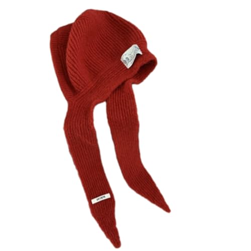DINSOAVR Mütze, Schnürschal, modisch, gestrickt, für Teenager, Mädchen, Kopfbedeckung, warmer Hoodie mit Ohrenabdeckung, französischer Kopfschmuck von DINSOAVR