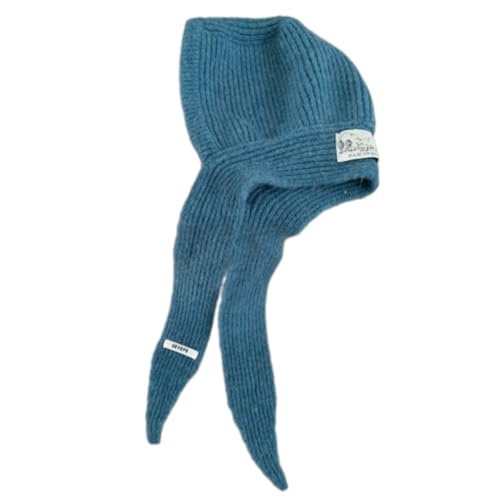 DINSOAVR Mütze, Schnürschal, modisch, gestrickt, für Teenager, Mädchen, Kopfbedeckung, warmer Hoodie mit Ohrenabdeckung, französischer Kopfschmuck von DINSOAVR