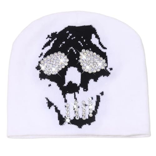DINSOAVR Mütze, Strickmützen, Weben, Strickmützen für Damen, einzigartige Strasssteine, Kostüm-Requisiten, Totenkopfmützen, Highlight für trendsetzende Akzente von DINSOAVR