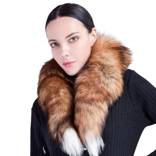 DINSOAVR Schals und Schals, luxuriöser pelziger Halstuch, Halsband für Erwachsene, Kunstfell-Halswickel, Winter, warmer Schal, Outdoor-Aktivitäten, kaltes Wetter, Nackenwärmer von DINSOAVR