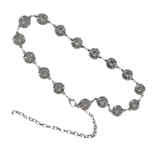 DINSOAVR Stilvoller Taillengürtel für Street Dance Musik Festival Jeans Kleid Gürtel Körperschmuck Kette Metallic-Blume von DINSOAVR