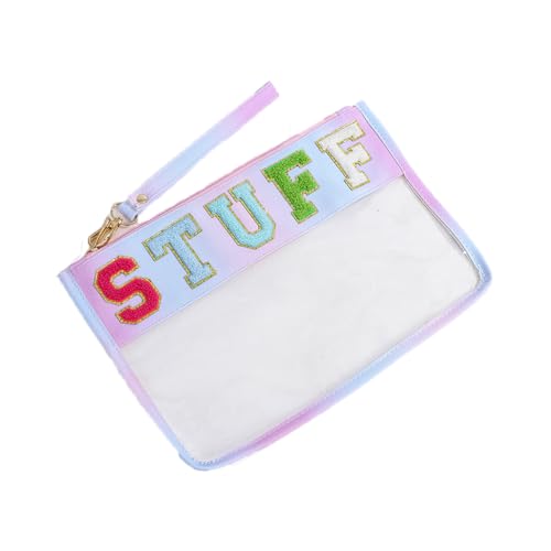 DINYAO Frauen Chenille Brief Make-up Taschen PVC Transparent Kosmetik Fall Tragbare Reise Snack Reißverschluss Beutel, Transparent, Tragbar von DINYAO