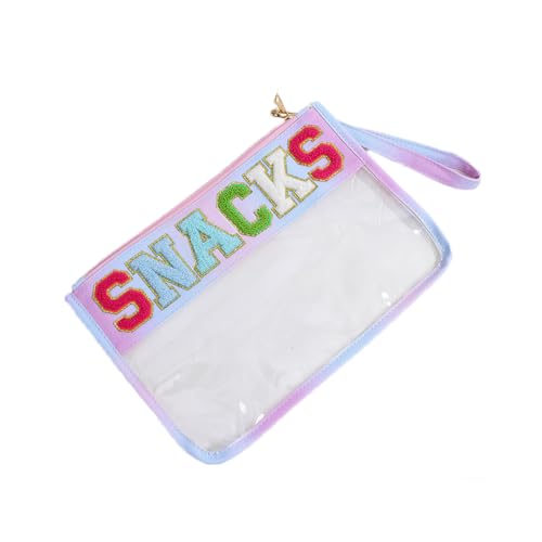 DINYAO Frauen Chenille Brief Make-up Taschen PVC Transparent Kosmetik Fall Tragbare Reise Snack Reißverschluss Beutel, Transparent, Tragbar von DINYAO