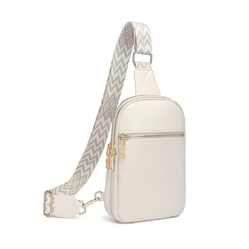 DIOMO Anti Diebstahl Kleine Sling Bag für Frauen Cross Body Bag Trendy, RFID Fanny Packs Veganes Leder für Frauen Reise Gürtel Geldbörse, 1-beige, Klassisch, modisch, Retro von DIOMO