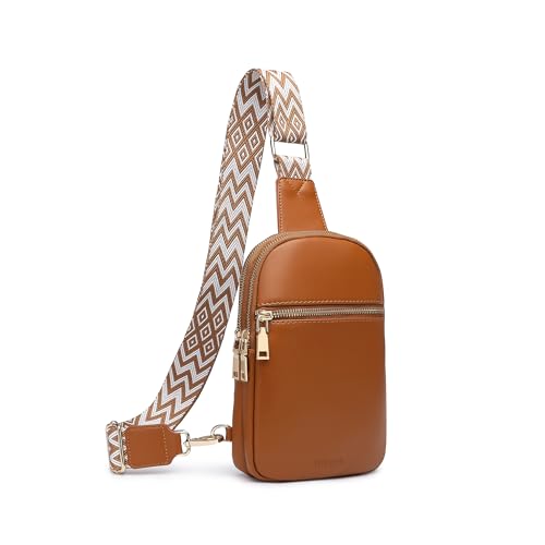 DIOMO Anti Diebstahl Kleine Sling Bag für Frauen Cross Body Bag Trendy, RFID Fanny Packs Veganes Leder für Frauen Reise Gürtel Geldbörse, 1-braun, Klassisch, modisch, Retro von DIOMO