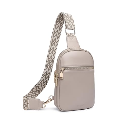 DIOMO Anti Diebstahl Kleine Sling Bag für Frauen Cross Body Bag Trendy, RFID Fanny Packs Veganes Leder für Frauen Reise Gürtel Geldbörse, 1-grau, Klassisch, modisch, Retro von DIOMO