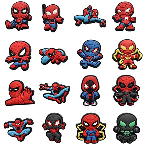 DIOTTI 16 Stück Spider-Man PVC Schuh Charms-Nette PVC Schuh Charms für Clog Schuhe Dekorationen Armband Armband Party Gefälligkeiten für Schuh und Bands Party Geschenke Dekoration von DIOTTI