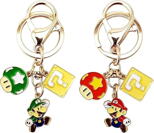 DIOTTI 2 pcs Super Mario Key Ring,Super Mario PVC Keyring Creative Mario Personality Keyring 3D Cute Anime Keychain Cell Phone Bag Pendant Decoration Accessories Gift for Women Men Girls Boys von DIOTTI