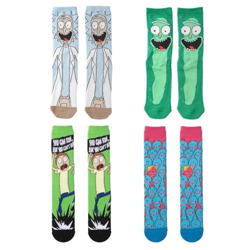 DIOTTI 4 Stück RICK AND MORTY Herren Socken, Multipack Socken,Urban Eccentric Unisex RICK AND MORTY Geschenkset,Hochwertige Socken als Geschenk für Fans von DIOTTI