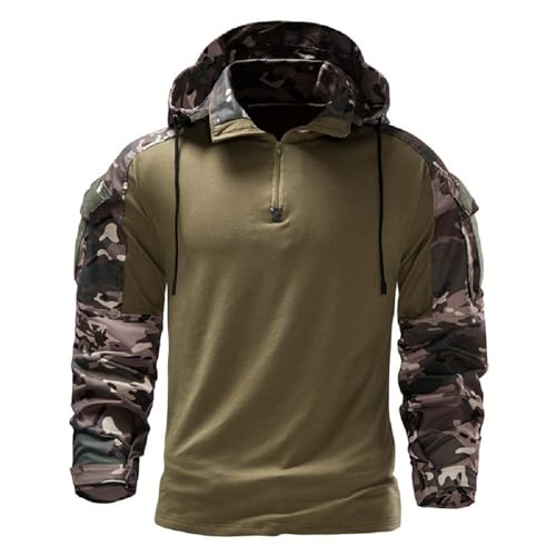 DIPIUS Herren 1/4 Zip Tactical Hoodie Pullover Militär Stil Kampf Hoody schnell trocken Airsoft Sweatshirt Green L von DIPIUS