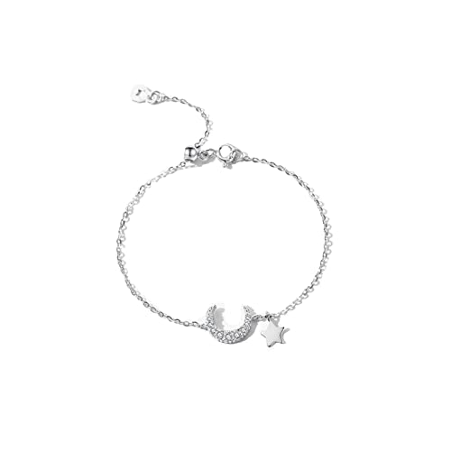 DIPIUS MAGIIE Schmuck Personalisierter Armbänder für Damen Mädchen,Zirkon Sterne und Mond Armband,Armband Damen Silber von DIPIUS