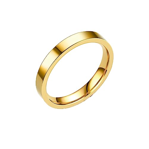 DIPIUS Titan Ringe Damen 3mm Titan Poliert Schmal Ringe Damen Gold Verlobungsringe Ehering Hochzeitsringe (Gold, 50) von MAGIIE