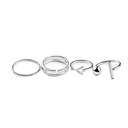 MAGIIE Verstellbare Ringe Vintage Fingerringe Silber Ring Set Liebe geschnitzt Ringe Stapelbar Ring Schmuck Zubehör für Frauen und Mädchen 4-8 Stück (Silber（4pcs）) von DIPIUS