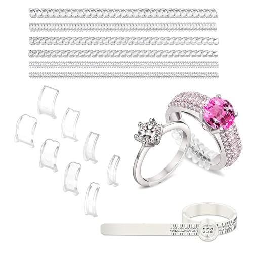15-teilig Unsichtbarer Ringgrößenanpasser für lose Ringe, Silikon-Ringgrößen und -Resizer Clips zur Größenanpassung für Damen und Herren, Ringverkleinerer ohne Neuvermessung von DIPZO