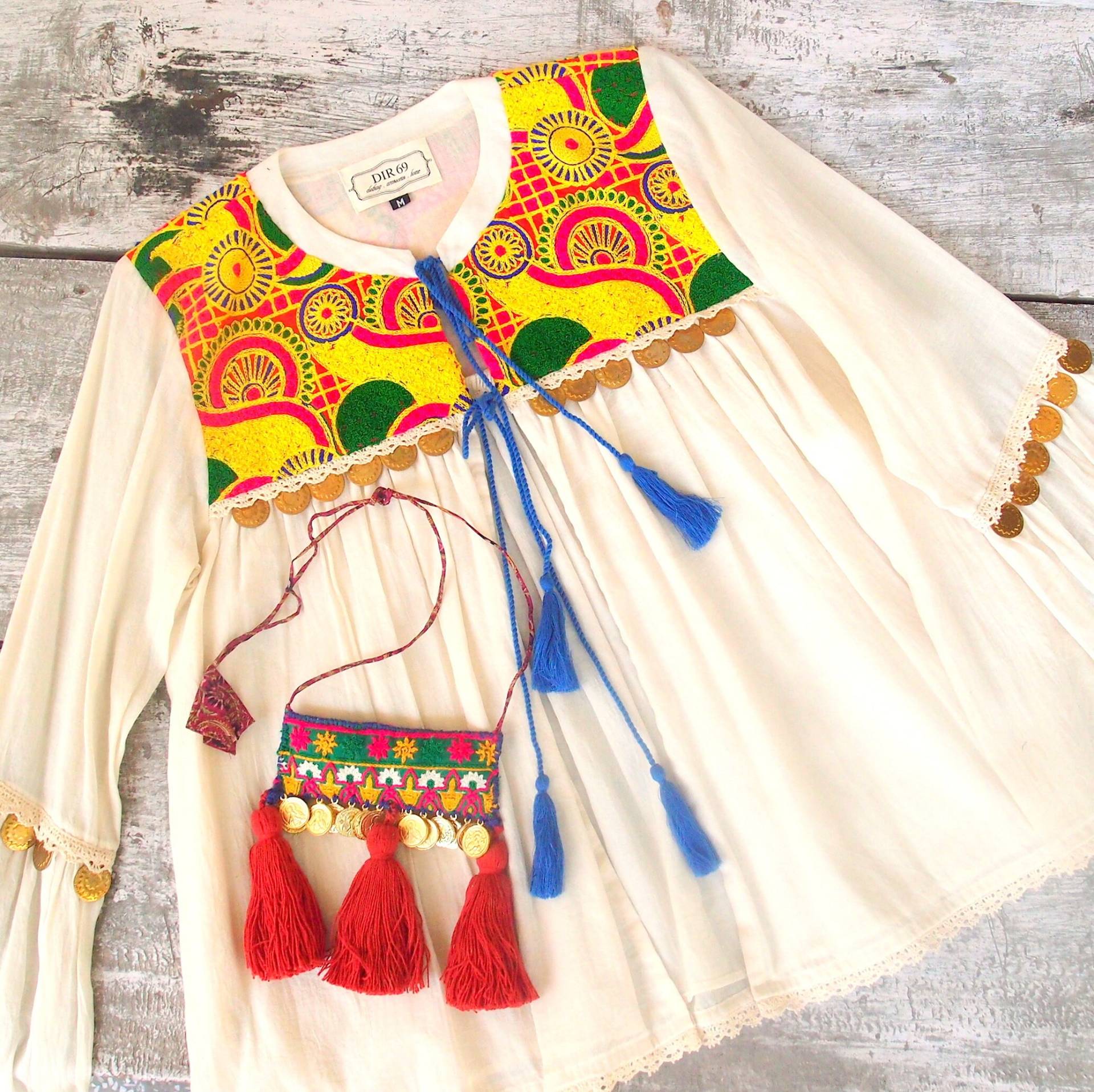 Boho Chic, , Hippie-Bluse, Kleidung, Top, Resort-Kleidung, Festival-Top, Kurzer Kimono, Kimono Jacke von DIR69