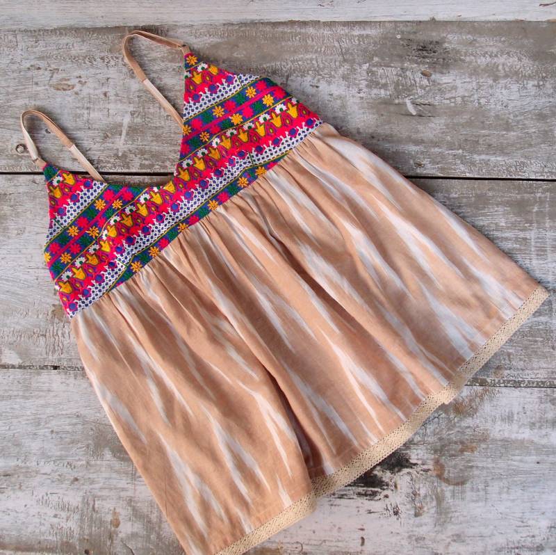 Boho Kleidung, Chic, Top, Resort-Kleidung, Baumwollbluse, Ikat, Hippie-Bluse von DIR69