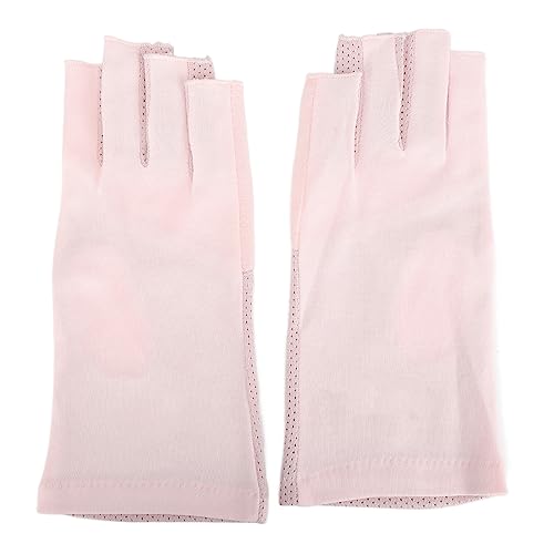 Anti -Handschuhe Nagelkunst Hautpflege Halbfinger Sonnenbrand Schutzhandschuhe für Maniküren und Sportpaketen Baumwollgewebe elastisches leichter Größe Langlebiger Größe 19x8 cm (Pink) von DIRBAK