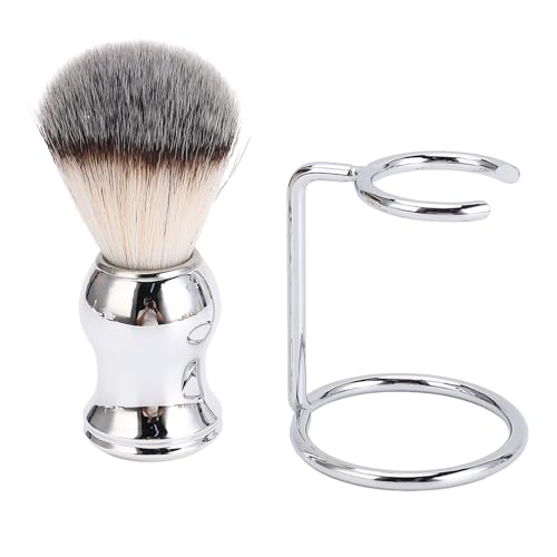 Bart Rasierpinsel mit Stand Bart Care Kit Synthetic Hair Rasierbürste mit Halter Ständer Rack für Männer, die Reisetkit ABS synthetische tierische Haar Edelstahl pflegen von DIRBAK