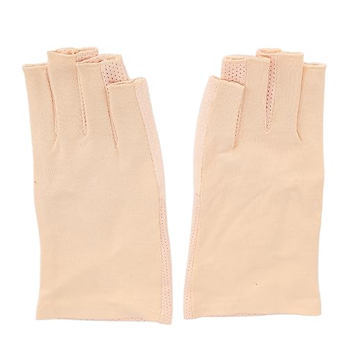 Anti -Handschuhe Nagelkunst Hautpflege Halbfinger Sonnenbrand Schutzhandschuhe für Maniküren und Sportpaketen Baumwollgewebe elastisches leichter Größe Langlebiger Größe 19x8 cm (Beige) von DIRBAK