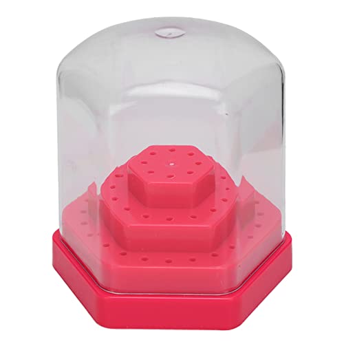 Nagelbohrer Bits Halter Langlebiger Kunststoff 48 Loch Aufbewahrungsständer Organizer Box Hülle für Home DIY Nail Art Design und Salon verwenden transparente hexagonale Basis 9 x (Roseate) von DIRBAK