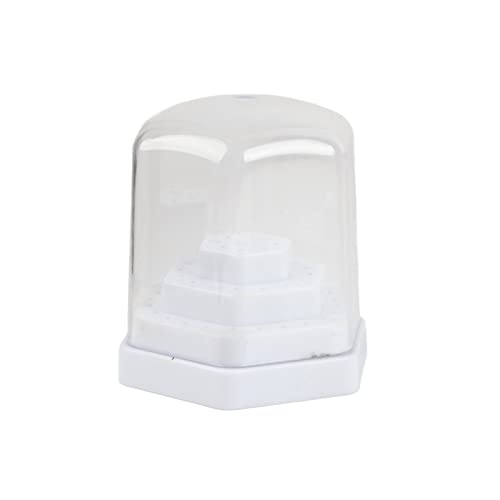 Nagelbohrer Bits Halter Langlebiger Kunststoff 48 Loch Aufbewahrungsständer Organizer Box Hülle für Home DIY Nail Art Design und Salon verwenden transparente hexagonale Basis 9 x (White) von DIRBAK