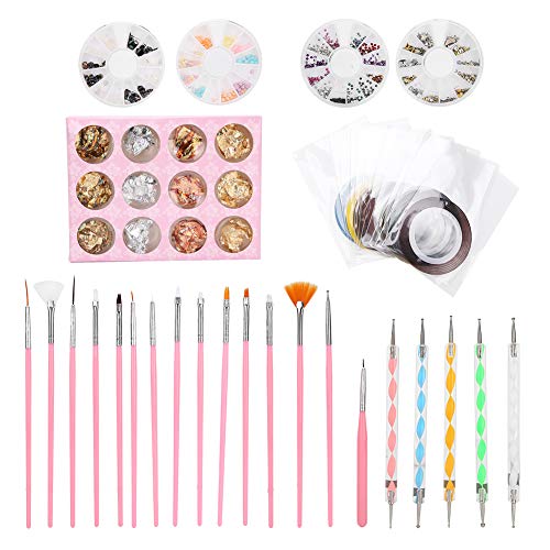 Nagelpunktstift Strasssteine ​​Dekoration Nagelkunst Pinsel Blüterfolie Papier Maniküre Werkzeug für professionellen Nagel Salon und Haushaltsgebrauch Acrylmaterial 15 Pinsel 5 von DIRBAK