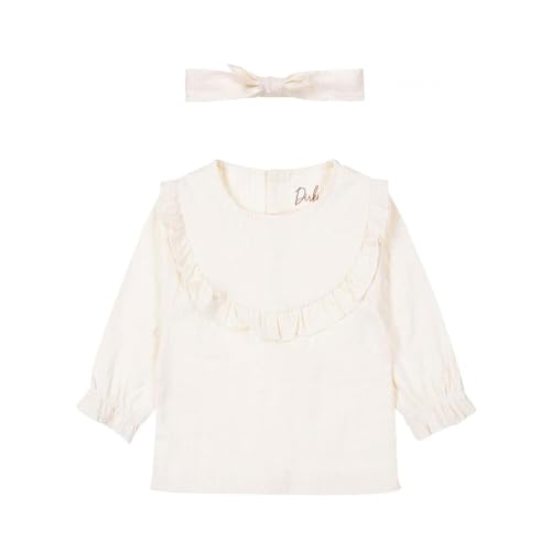 Dirkje - Girls - Blouse Longsleeve + Headband - Organic Cotton - Off White - Off White Blouse - Off White Headband - Size 74 von DIRKJE