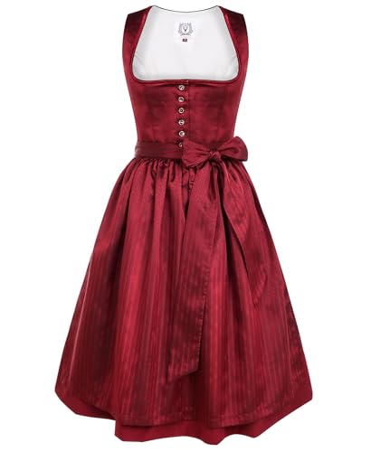 DIRNDLSTERN Damen Midi Rot - Trachtenkleid Damen Dirndlkleid mit Plissee Dirndlschürze für Oktoberfest 38 von DIRNDLSTERN